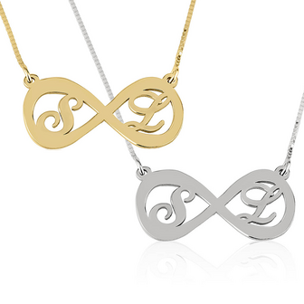 Twee letters infinity ketting Zilver 925, 24K Gold of Ros&eacute; plated 