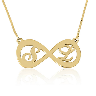 Twee letters infinity ketting Zilver 925, 24K Gold of Ros&eacute; plated 