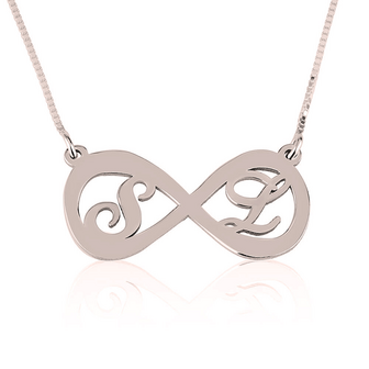 Twee letters infinity ketting Zilver 925, 24K Gold of Ros&eacute; plated 