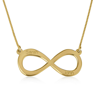 Twee namen infinity ketting Zilver 925, 24K Gold of Ros&eacute; plated 