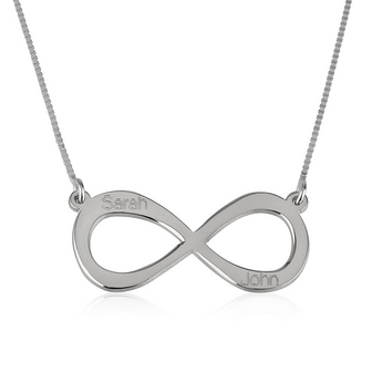 Twee namen infinity ketting Zilver 925, 24K Gold of Ros&eacute; plated 