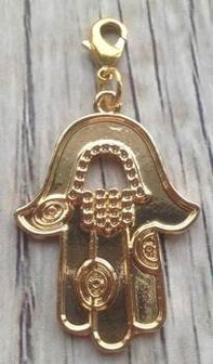 Memory lockets bead dangle hamsa hand goudkleurig