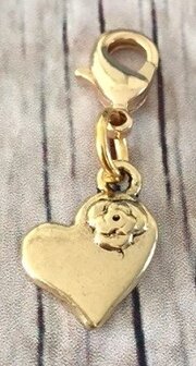 Memory lockets bead dangle heart goudkleurig