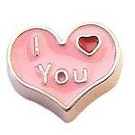 Memory lockets charm heart I love you pink