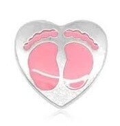 Memory lockets charm heart babyfeet pink