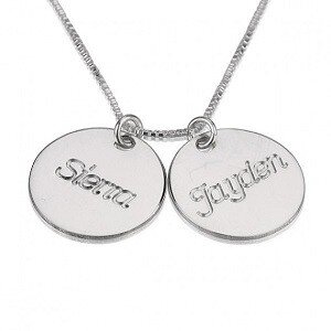 Naamketting sterling zilver 2 cirkels met 2 namen