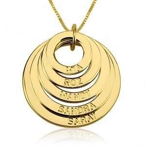 Naamketting cirkels gegraveerd 24K verguld goud