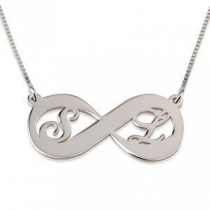 Twee letters infinity ketting sterling zilver 925