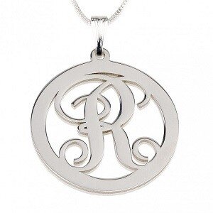 Naamketting cirkel monogram 1 letter