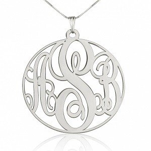 Naamketting 3 letter monogram van sterling zilver 925