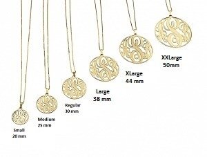 XXLarge - Naamketting 3 letter monogram van 24K verguld goud