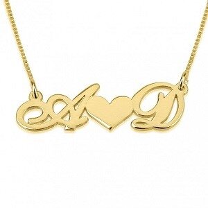 2 letter monogram en hart 24K verguld goud