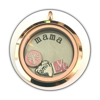 Complete Mama rose twist memory locket RVS 30mm