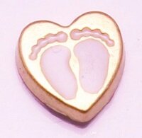 Memory lockets charm heart ros&eacute; babyfeet white 