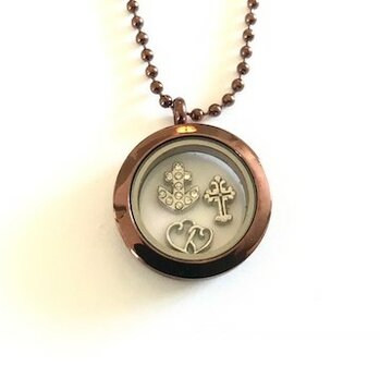 Complete 25mm RVS memory locket chocolade