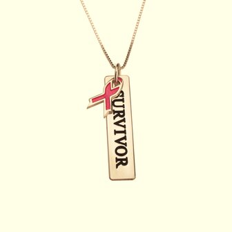 Naamketting Pink Ribbon &#039;bar&#039; 24K gold plated met naam of woord