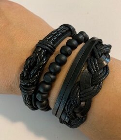 3 leren armbanden