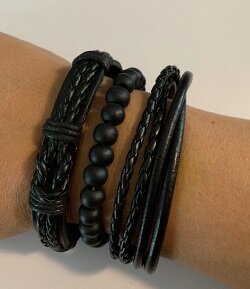 3 leren armbanden