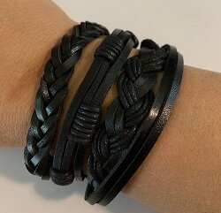 3 leren armbanden