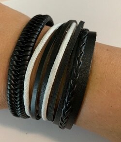 3 leren armbanden