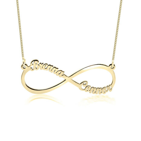 4 Namen Infinity ketting Zilver 925, 24K Gold of Rosé plated 