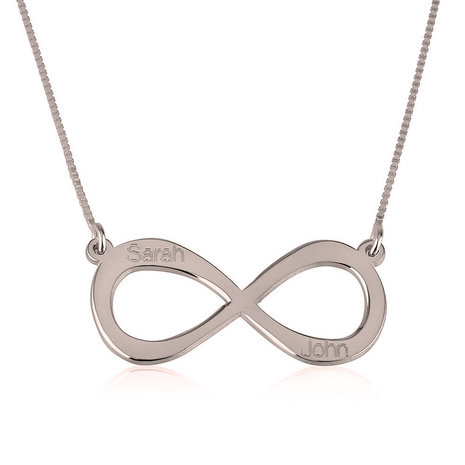 Twee namen infinity ketting Zilver 925, 24K Gold of Rosé plated 