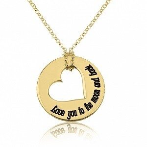 Ketting 'disc' met hart van 24K goud verguld