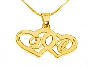 monogramketting 2 harten en 2 letters 