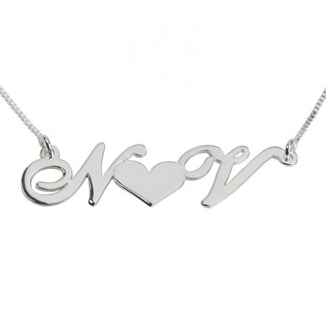 Naamketting - 2 letter monogram met hart 